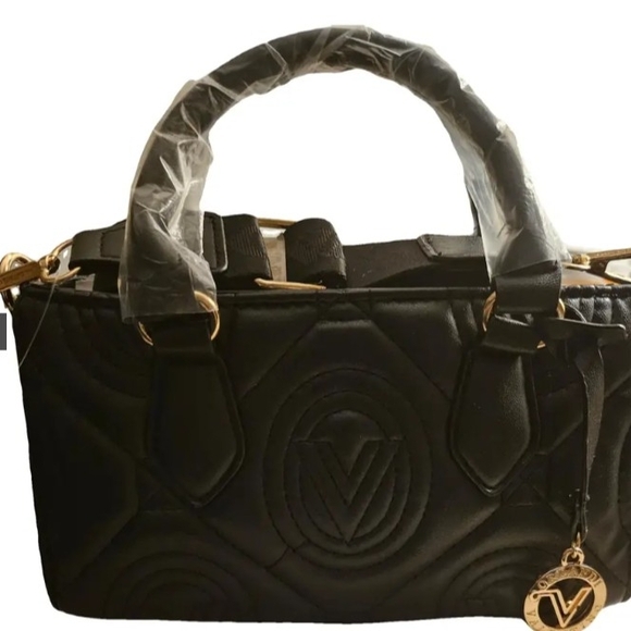 Valentino Orlandi Elegant Black Crossbody Bag with Gold Accents - Picture 5 of 5